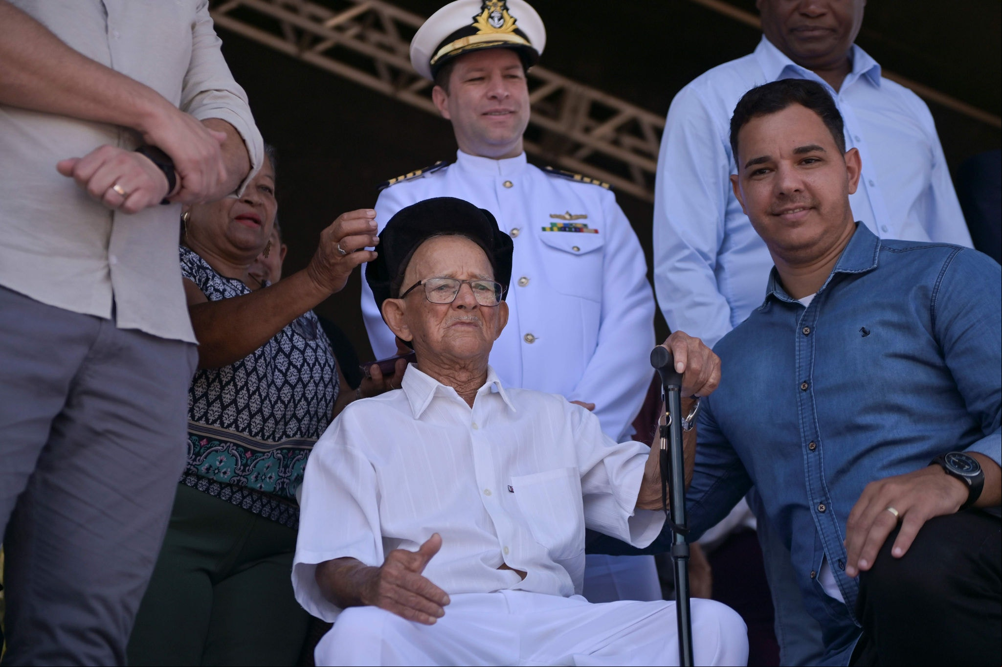 João Nogueira dos Santos, de 104 anos, é ex-comandante do Benjamim Guimarães