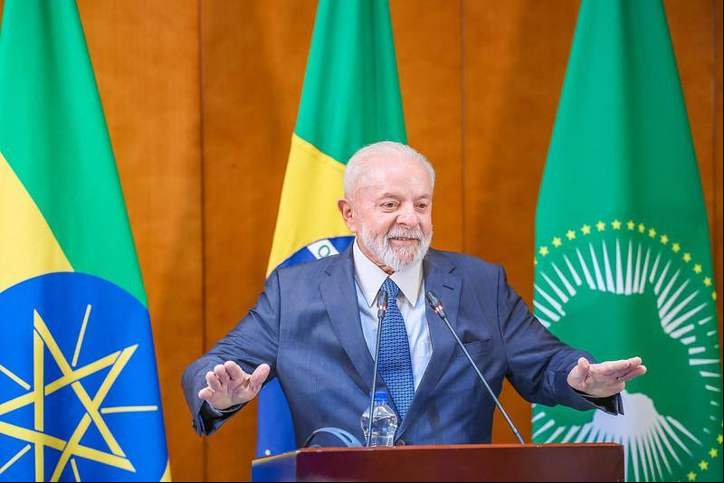 Presidente Lula em coletiva de imprensa na Etiópia