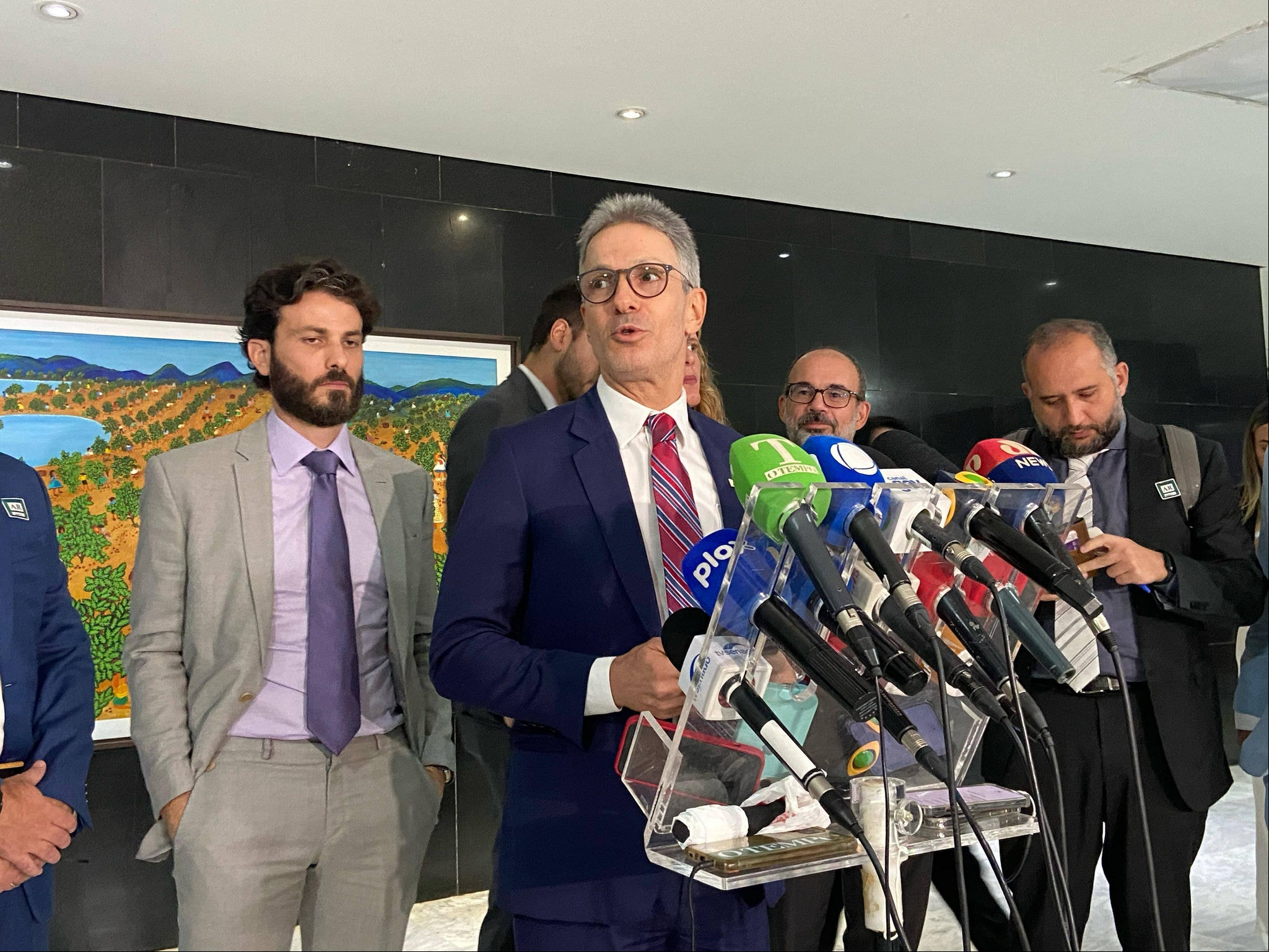 O governador de Minas Gerais, Romeu Zema, durante coletiva no Palácio do Planalto, em Brasília