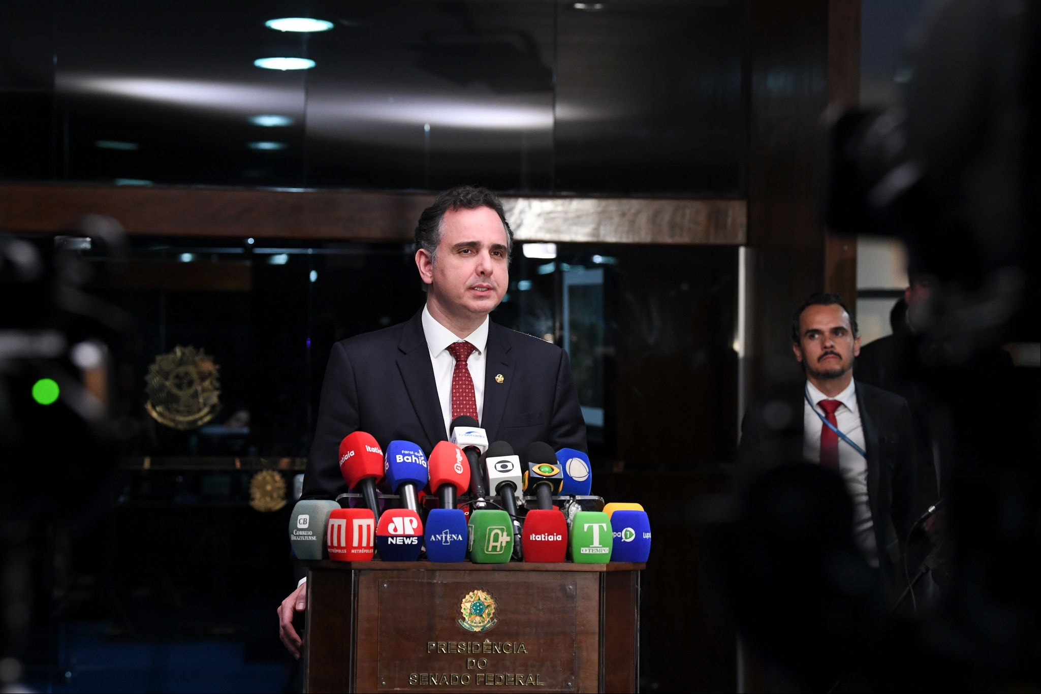Presidente do Senado Federal, senador Rodrigo Pacheco (PSD-MG), concede entrevista e fala sobre projeto que renegocia dívidas dos Estados. 

Foto: Jonas Pereira/Agência Senado