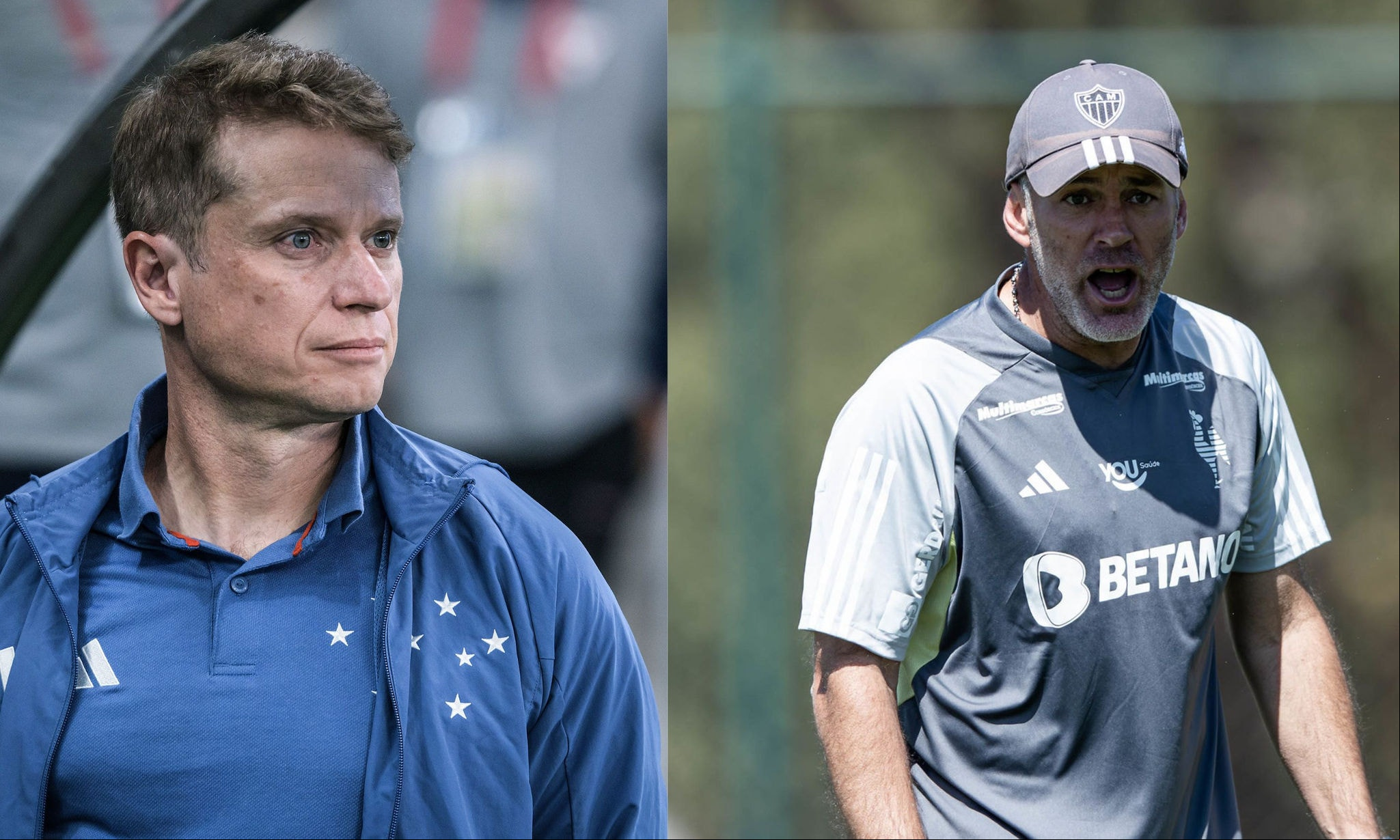 Técnicos Fernando Seabra, do Cruzeiro, e Gabriel Milito, do Atlético, estão sob pressão