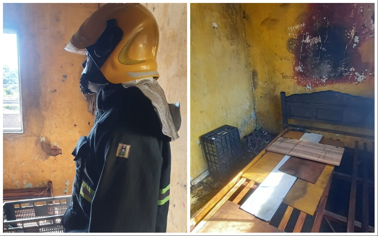 Cômodo ficou destruído pelo incêndio