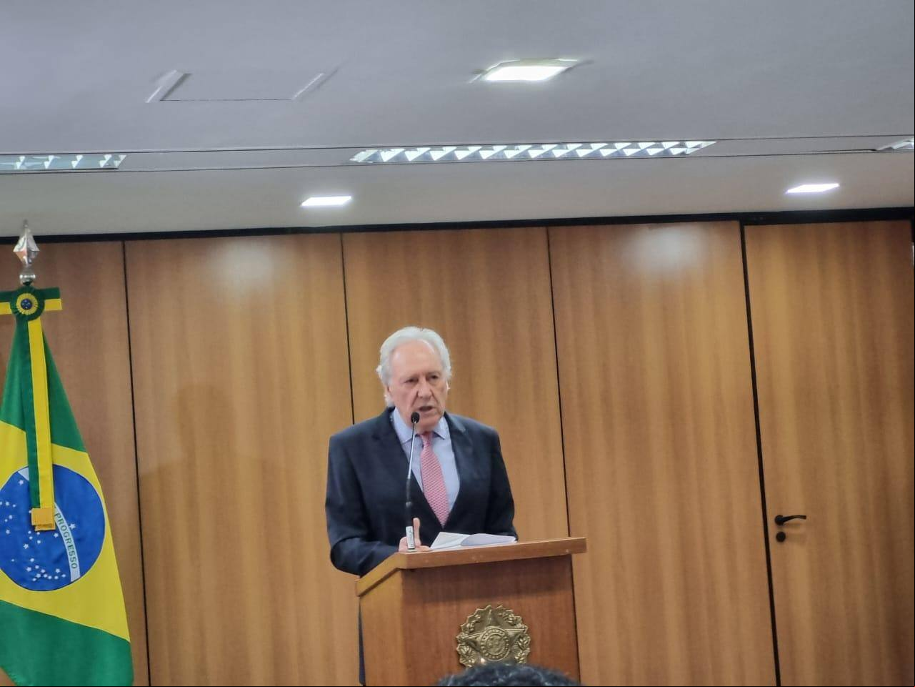 Ministro da Justiça e Segurança Pública Ministro da Justiça e Segurança Pública (MJSP), Ricardo Lewandowski, durante coletiva de imprensa sobre o caso Marielle neste domingo (24)